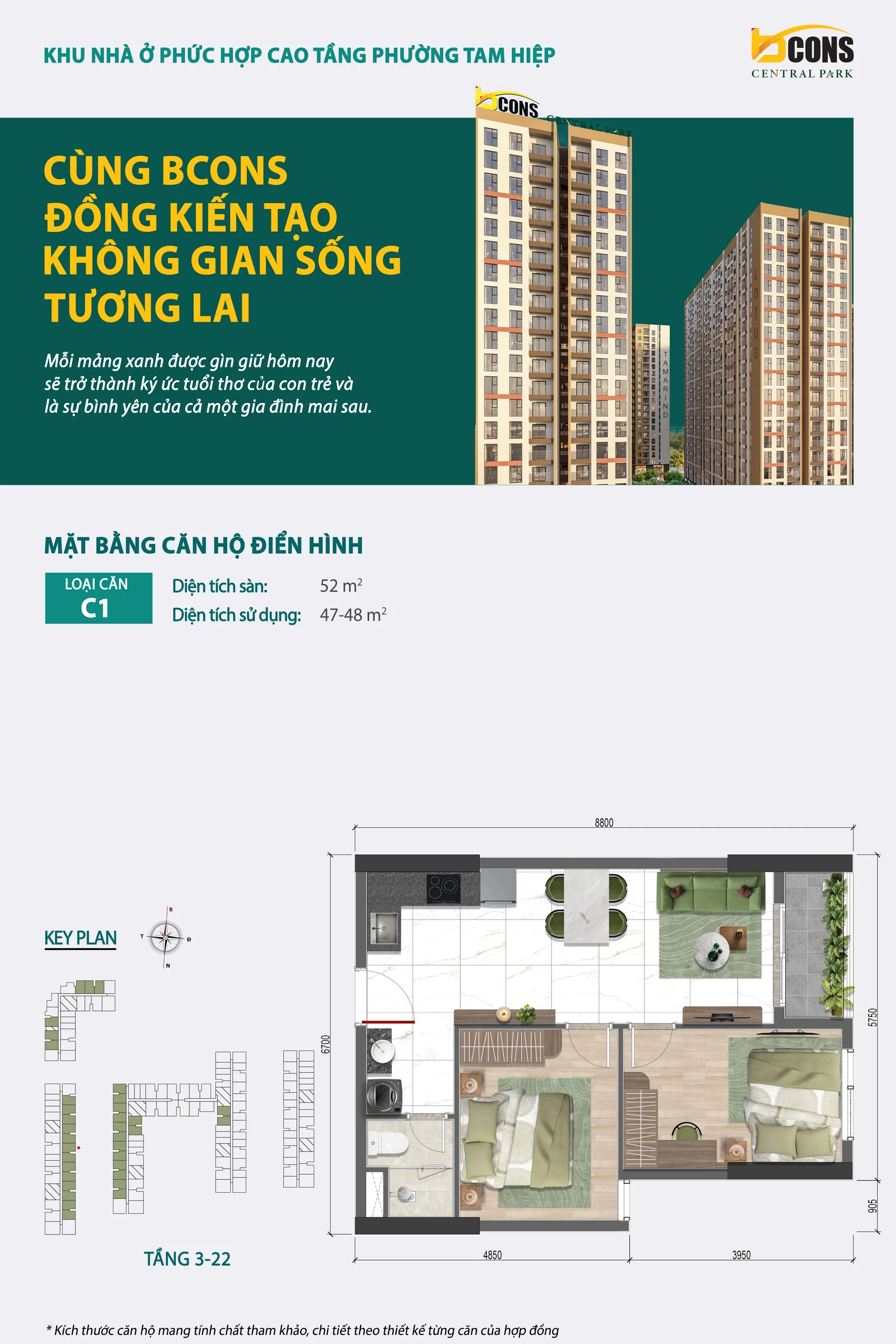 Mặt bằng căn hộ mẫu C1